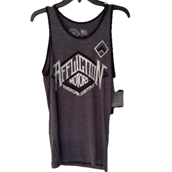 Affliction Other - Affliction Men’s Black w/Red Orange Flakes Motors Graphic Tank Top Size Small